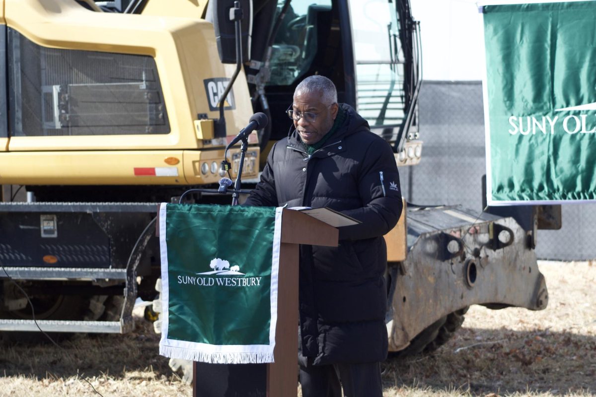 President Sams delivering his address at the groundbreaking on February 5th