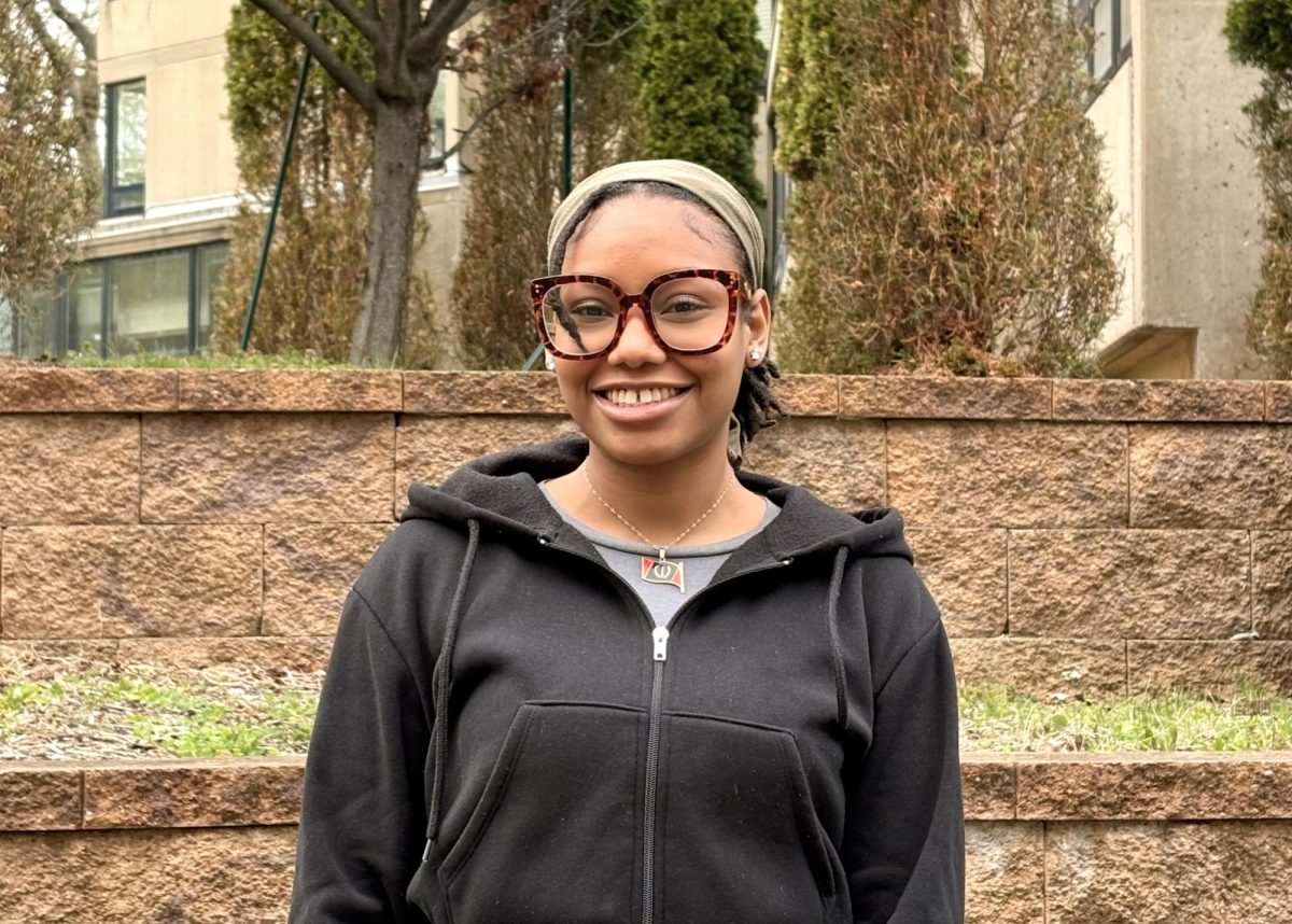 Jayda Austin, near the Academic Village at SUNY Old Westbury on April 23, 2026. PHOTO BY: SOFIE POPOTTE
